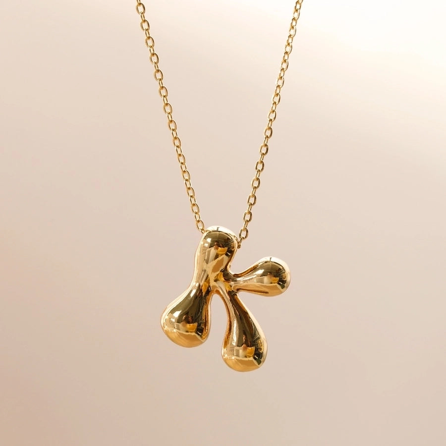 Letter Chain Pendant Necklace [304 Stainless Steel,18K Gold Plated]