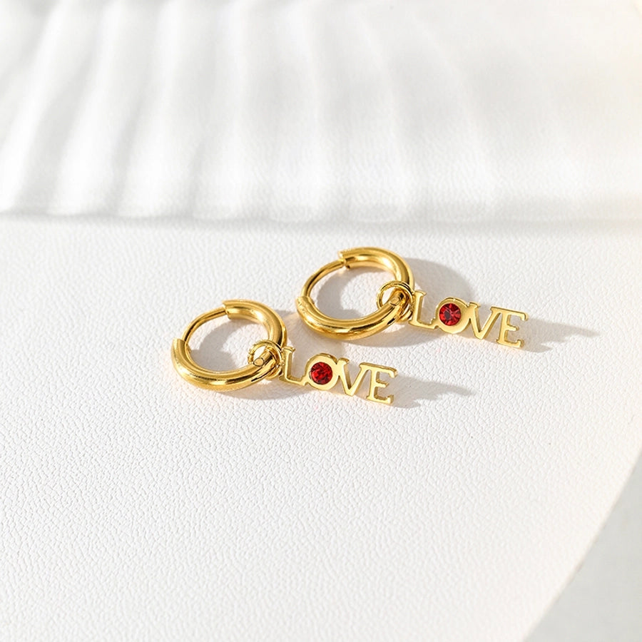 Love Drop Earrings [304 Stainless Steel, 14K Gold Plated]