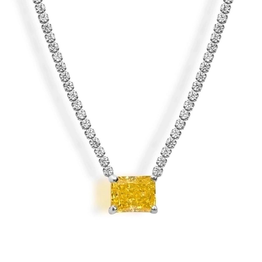 Zircon Pink Yellow Necklace [201,304 Stainless Steel]