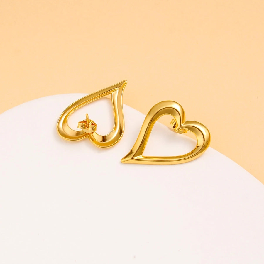 Heart Shape Hollow Earrings [304,316 Stainless Steel, 18K Gold Plated]