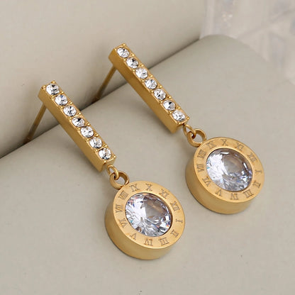 Shiny Round Plating Earrings [304 Stainless Steel,18K Gold Plated]