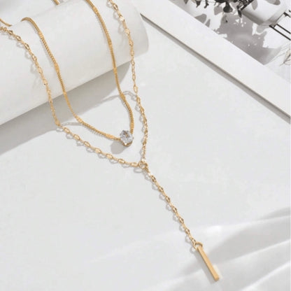 Water Droplets Double Layer Necklace [304 Stainless Steel]