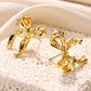 Bow Knot  Ear Studs [304 Stainless Steel,18K Gold Plated]