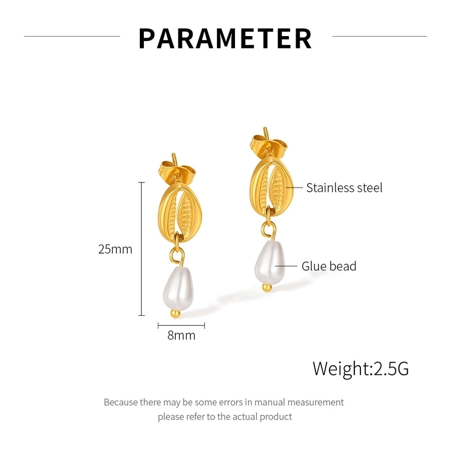 Pendientes de caída de concha de perla [304 acero inoxidable]