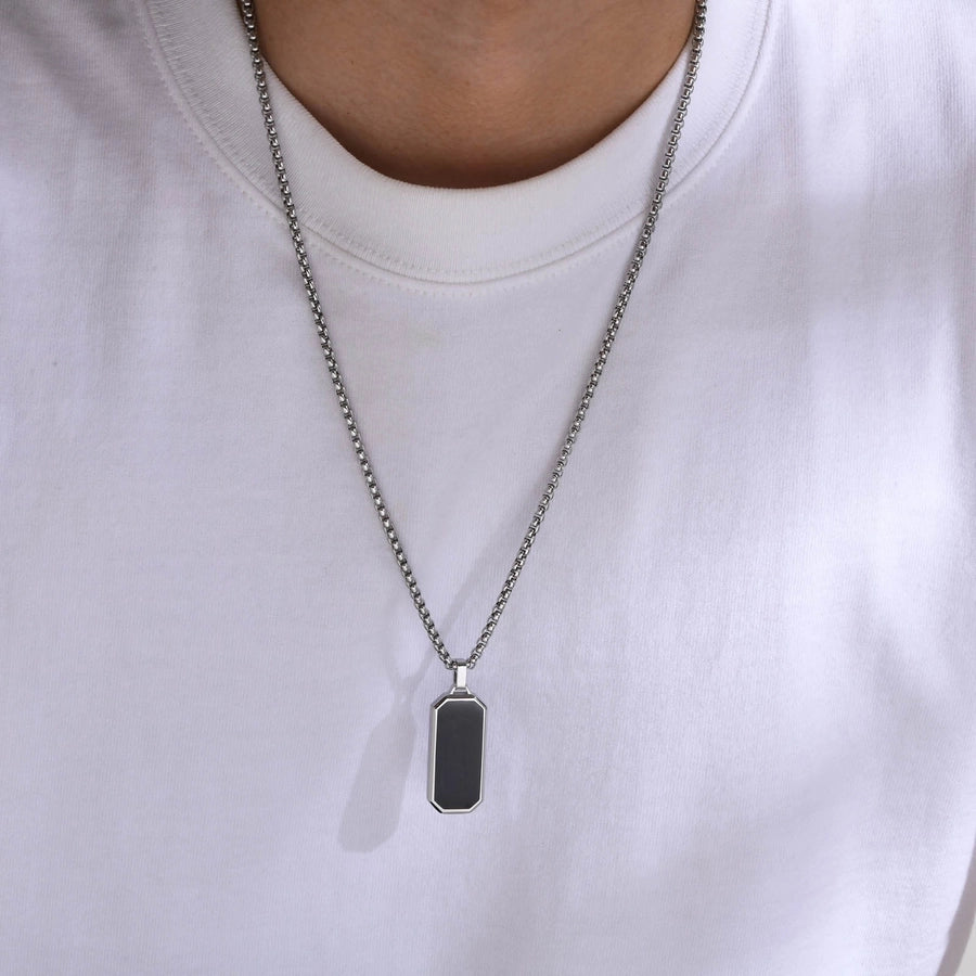 Rectangle Epoxy Necklace [304 Stainless Steel 18K Gold Plated]