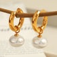 Pearl  Circle Drop Earrings [304 Stainless Steel,18K Gold Plated]