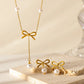 Bow Pearl Tassel oorbellen/ketting/sieradenset [roestvrij staal]