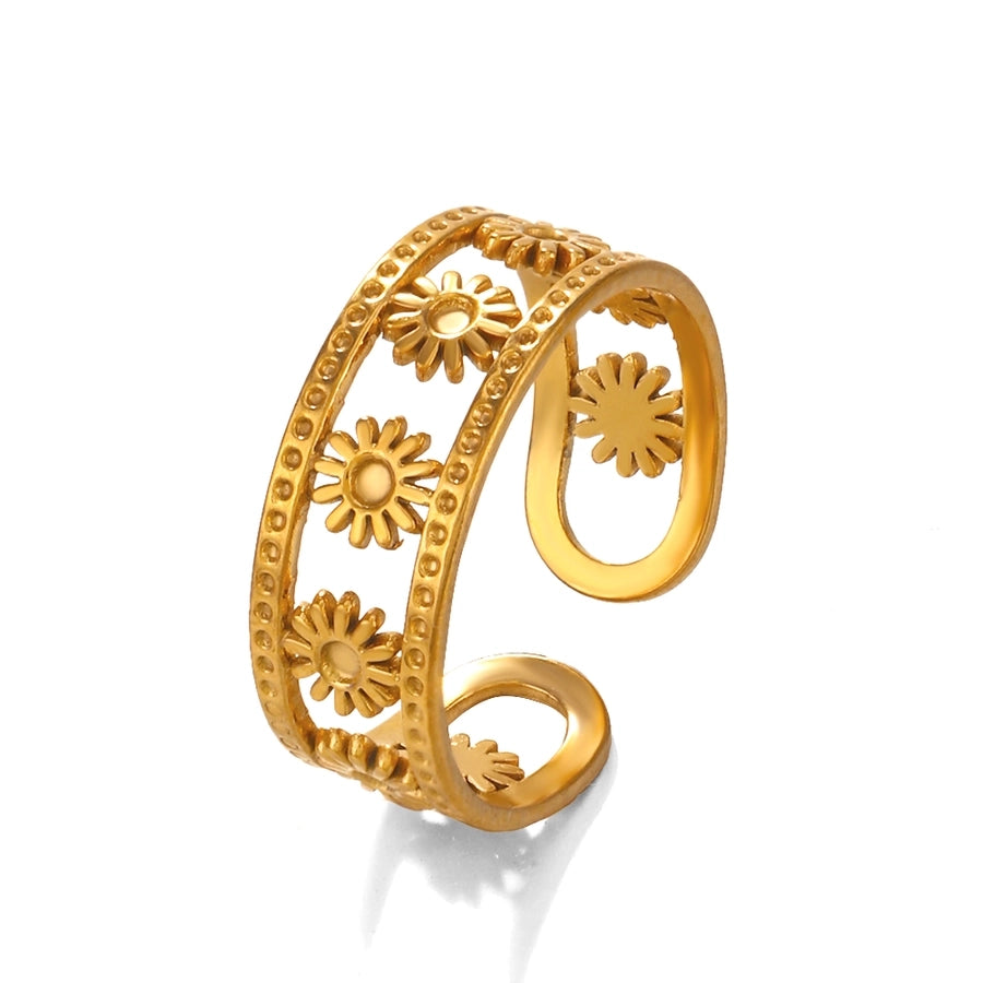 Flower Open Ring [304 Stainless Steel 18K Gold Plated]