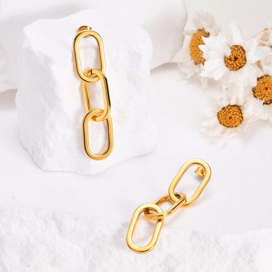 Asymmetrical Chain Earrings [201 Stainless Steel,18K Gold Plated]