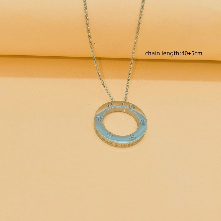 Hollow Round Pendant Necklace [304 Stainless Steel]