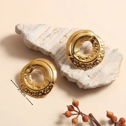 Geometric round Earrings [Stainless Steel, 18K Gold Plated]