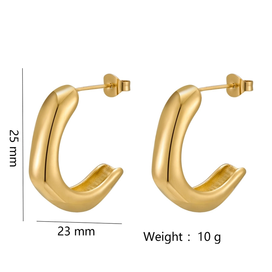 Half Small Hoop Earrings [316 Stainless Steel,18K Gold Plated]