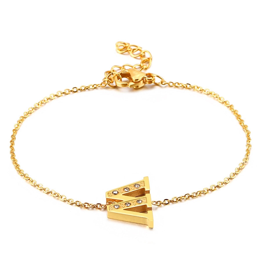 Letter Bracelets [304 Stainless Steel,18K Gold Plated]