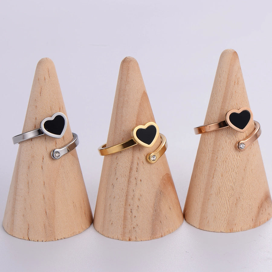 Heart Shape Acrylic Ring [304 Stainless Steel 18K Gold Plated]