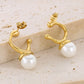 Round Pearl Drop Earrings [304 Stainless Steel,18K Gold Plated]