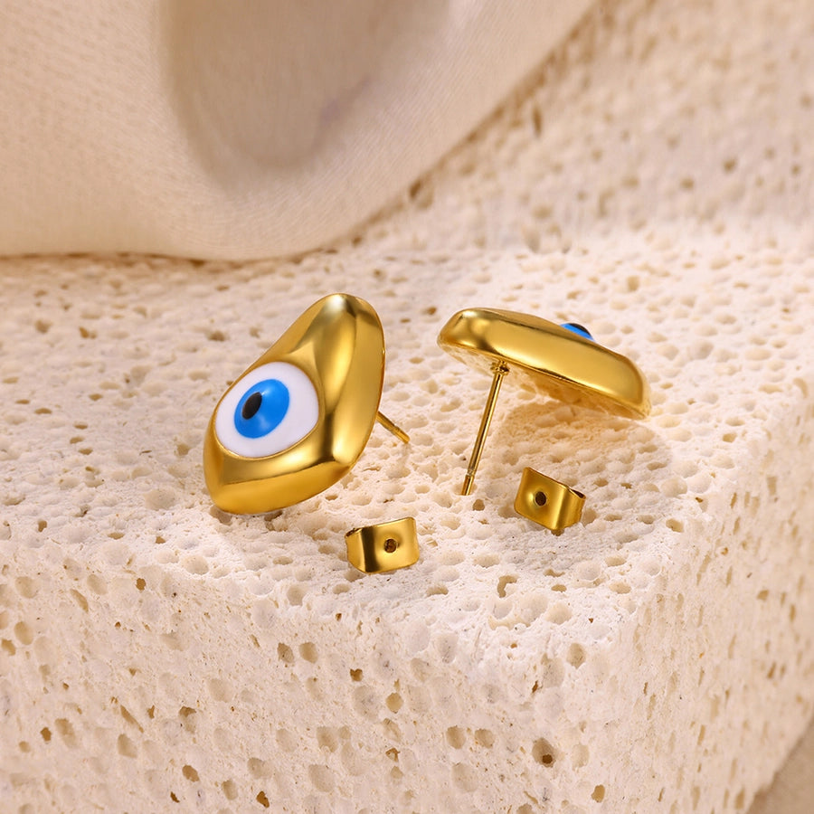 Blue Eyes Drop-Shaped Earrings Stainless Steel]