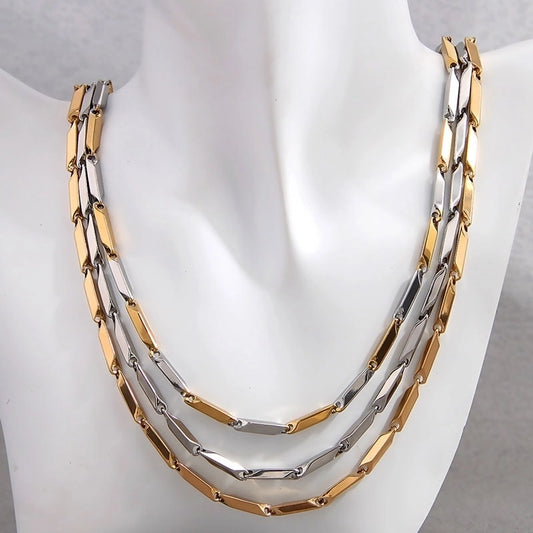 Color Block Rhombus Chain Necklace [304 Stainless Steel]