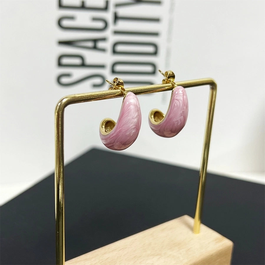 Water Droplet Colored Earrings [304 Stainless Steel]