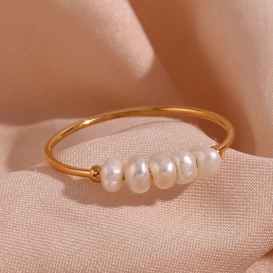 Multiple Pearl Ring [304 Stainless Steel 18K Gold Plated]