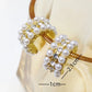 Artificial Pearls Rhinestones Hoop Earrings [304 Stainless Steel,18K Gold Plated]