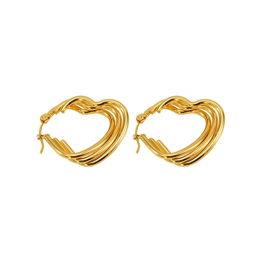 Heart Shape Hoop Earrings [304 Stainless Steel,18K Gold Plated]