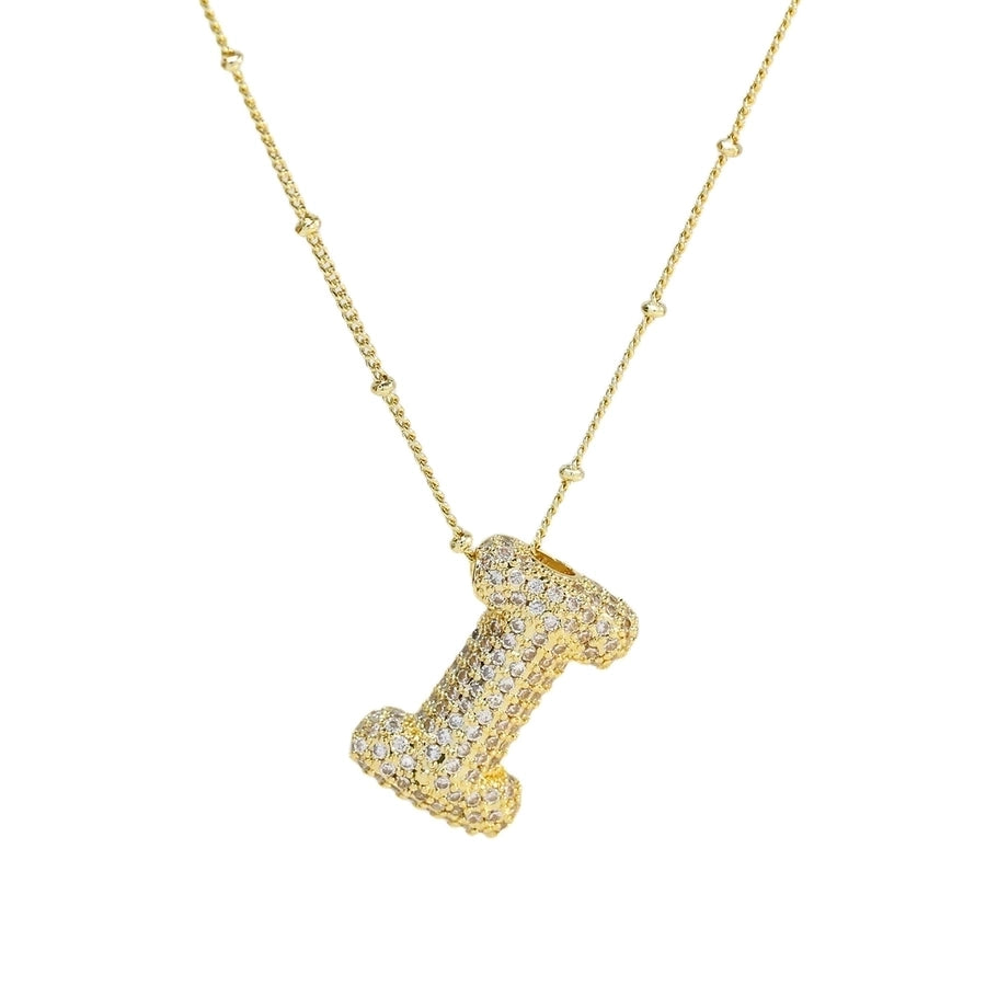 Gold Rhinestones Letter Necklace [304 Stainless Steel]