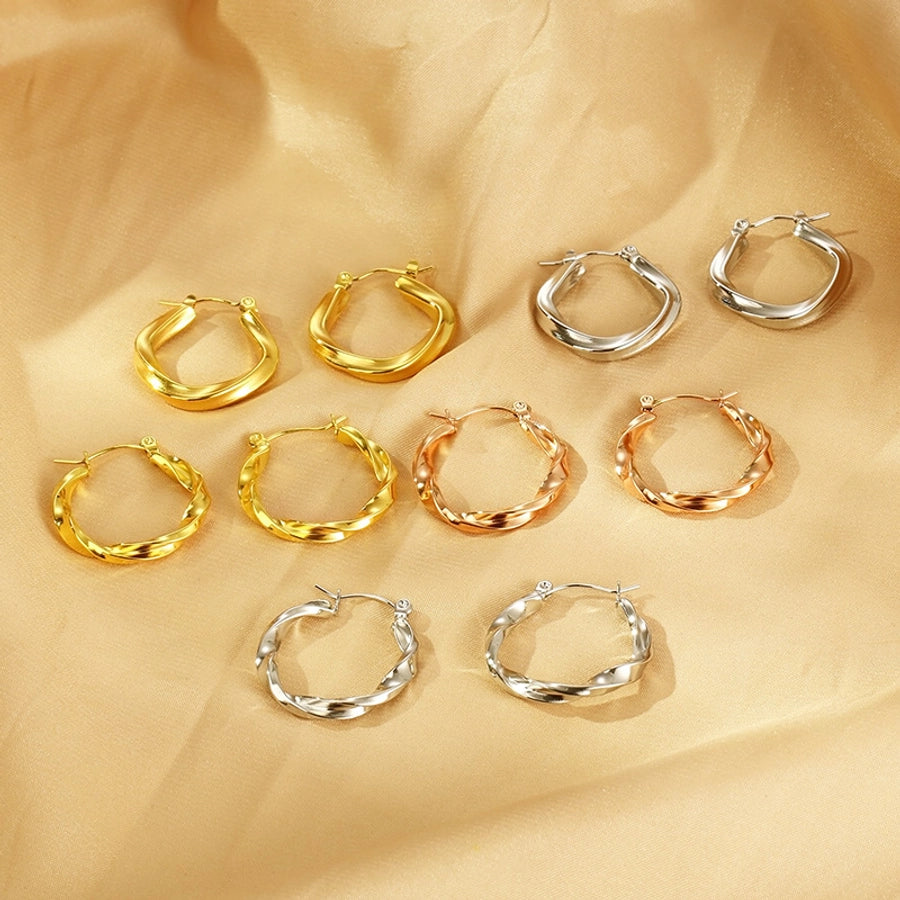 Twisted Hoop Earrings [304 Stainless Steel,18K Gold Plated]