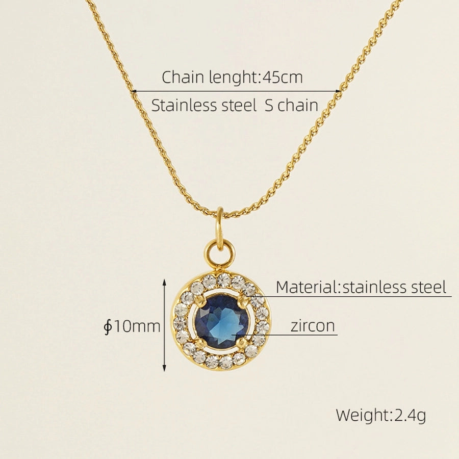 Elegant Simple Style Geometric Zircon Pendant Necklace [304 Stainless Steel,18K Gold Plated]