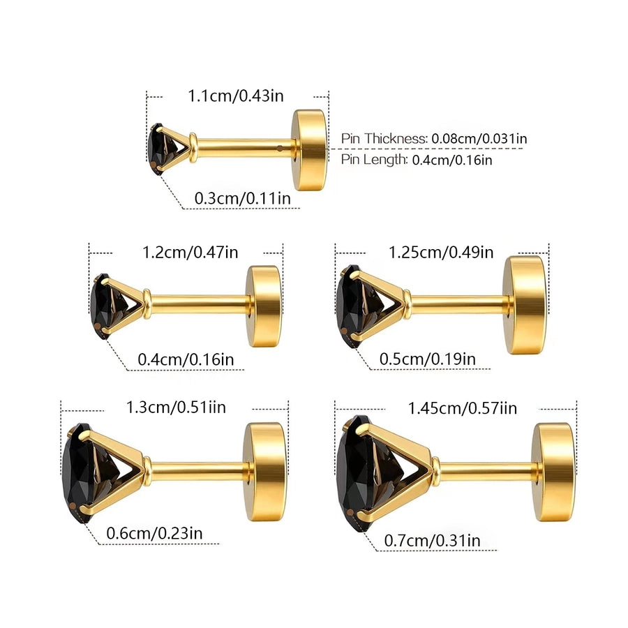 Round Plating Ear Studs [304 Stainless Steel 18K Gold Plated]