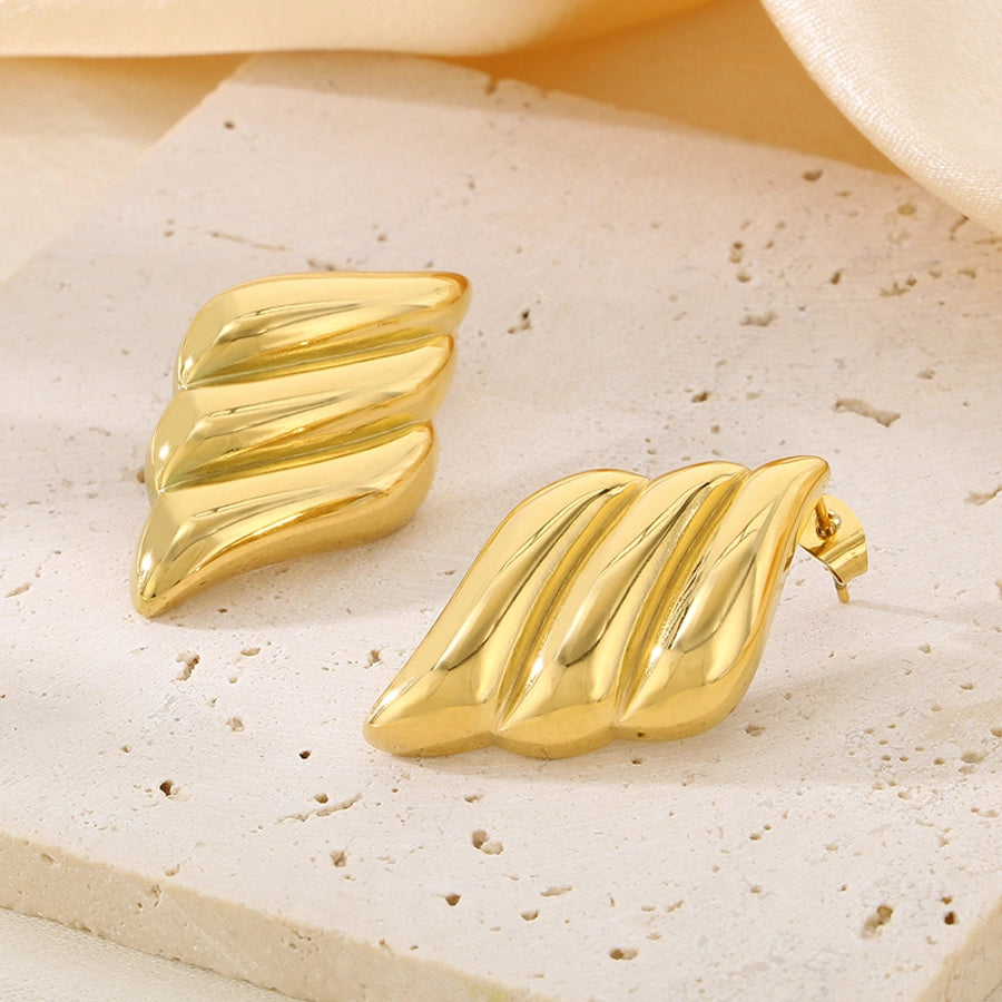 Tricolor wING Earrings [304 Stainless Steel, 18K Gold Plated]