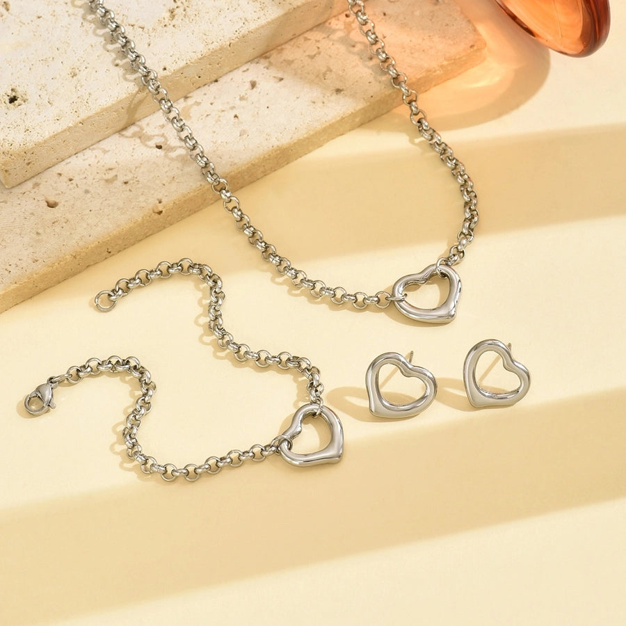 Conjunto de joyas de forma de corazón [304 acero inoxidable]