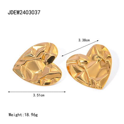 Heart Shape Earrings [304 Stainless Steel,18K Gold Plated]