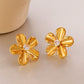 Flower Inlay Zircon Earrings [304 Stainless Steel,18K Gold Plated]