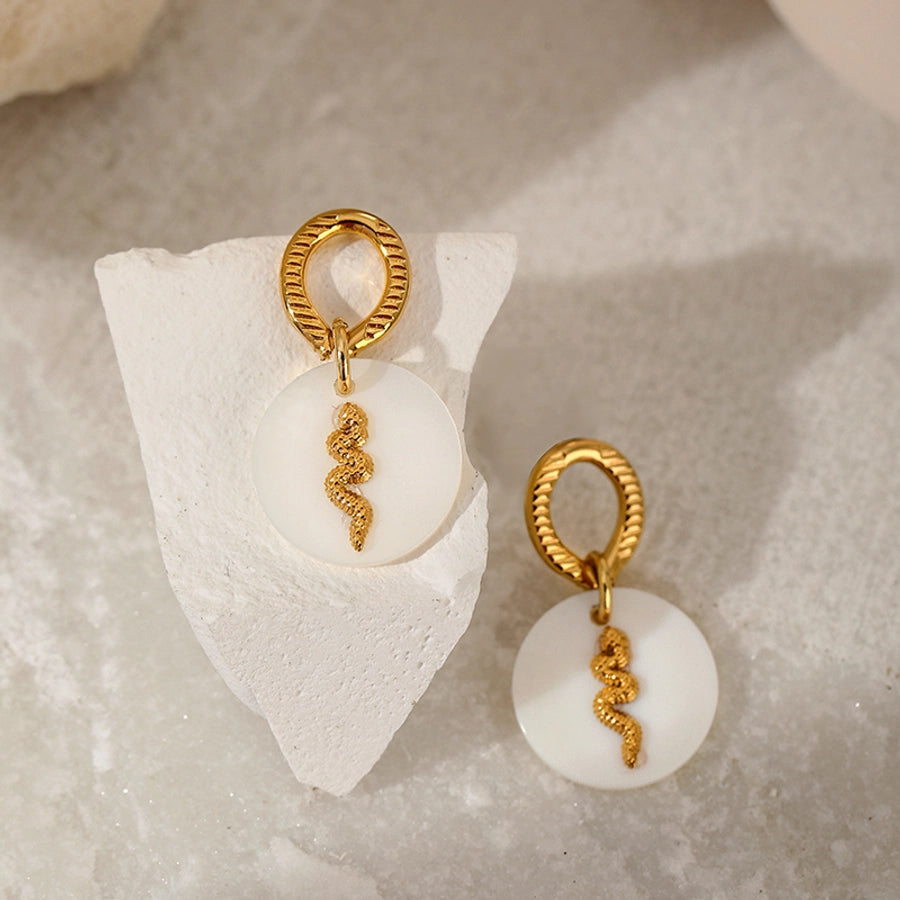 Snake Drop Earrings [304 Stainless Steel,18K Gold Plated]