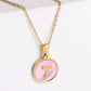 Pink Shell Letter Necklaces [304 Stainless Steel,18K Gold Plated]