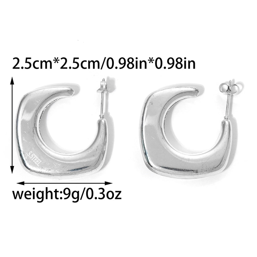 C Shape Moon Twist Plating Hoop Earrings [304 Stainless Steel,14K Gold Plated]