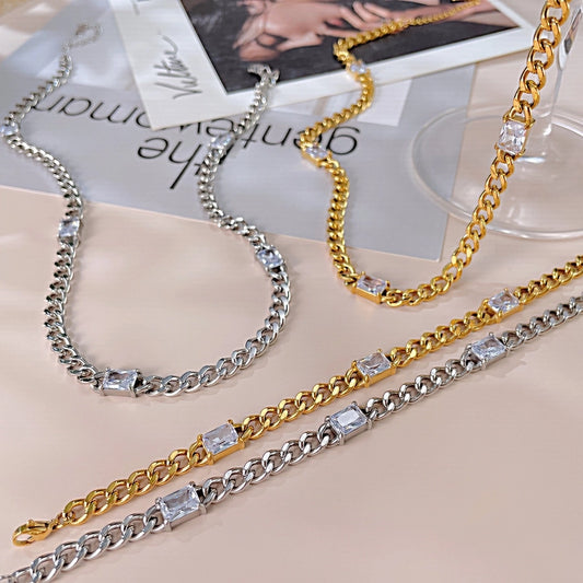 Vintage Style Zircon Bracelet/Necklace [304 Stainless Steel]