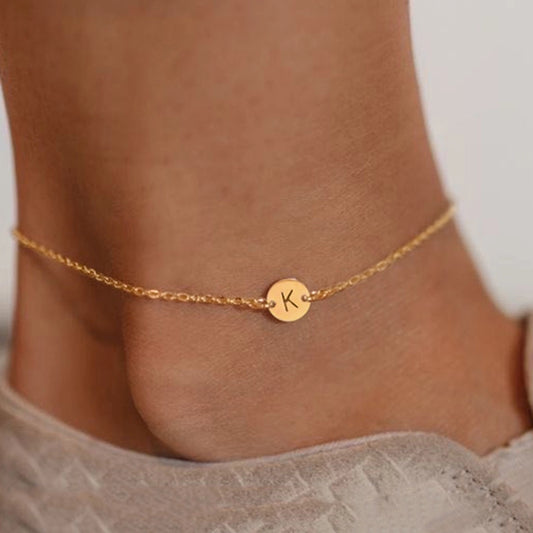 Lettera rotonda Anklet [201.304 in acciaio inossidabile, oro 18K] klet