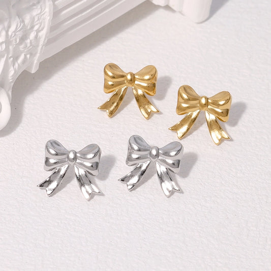 Bow Knot Earrings [304 Stainless Steel,18K Gold Plated]