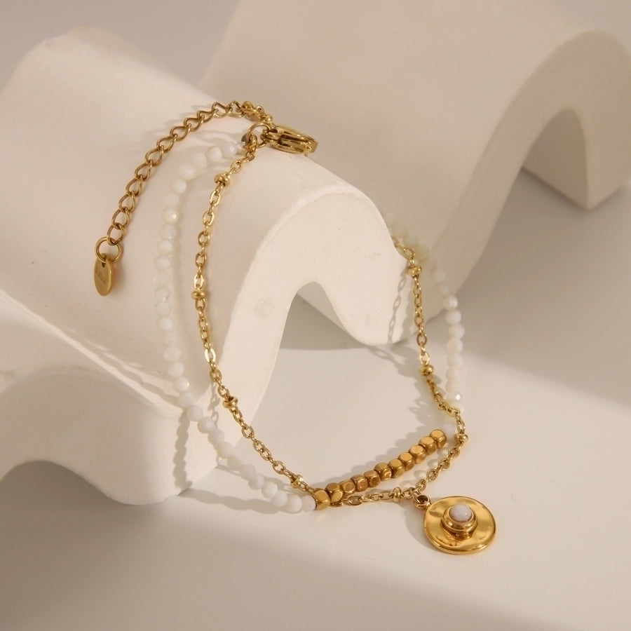 Bohemian Natural Stone Bracelet [304 Stainless Steel 18K Gold Plated]