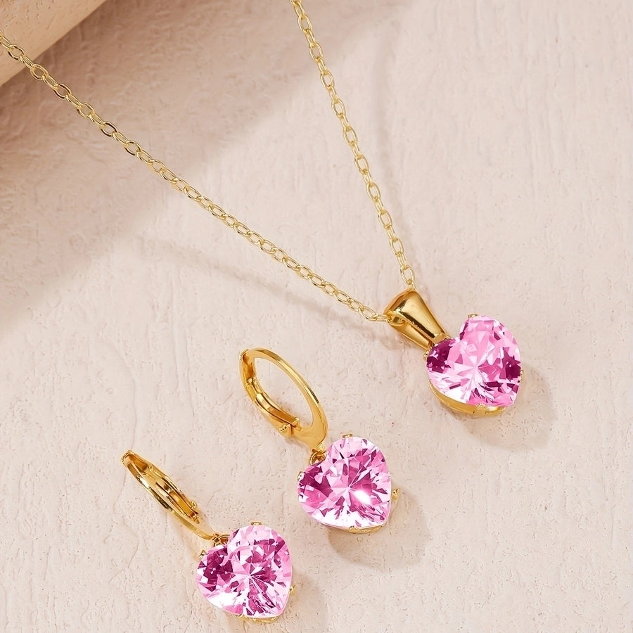 Heart Shape Zircon Jewelry Set [304 Stainless Steel]