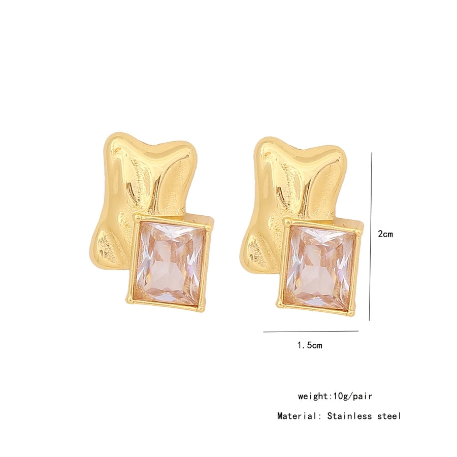 Gioielli in stile Ig Compito geometrico farfalla 304 in acciaio inossidabile zircone da 18k dollari intali oro