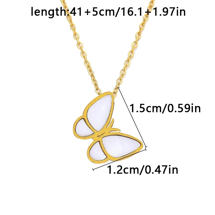 Butterfly Acrylic Pendant Necklace  [304 Stainless Steel]