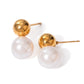 Retro French Style Artificial Pearls Earrings [304 Stainless Steel, 18K Gold Plated]