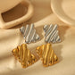 Rectangle Wavy Earrings [304 Stainless Steel,18K Gold Plated]