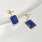 Retro Rectangle Blue Drop Earrings [304 Stainless Steel]