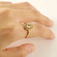 Shiny  Square Water Droplets Heart Shape Zircon Open Ring [Stainless Steel 18K Gold Plated]