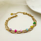 Enamel Heart Double Chain Bracelets [304 Stainless Steel, 14K Gold Plated]