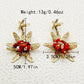 Flower Red Natural Stone Earrings [304 Stainless Steel,14K Gold Plated]