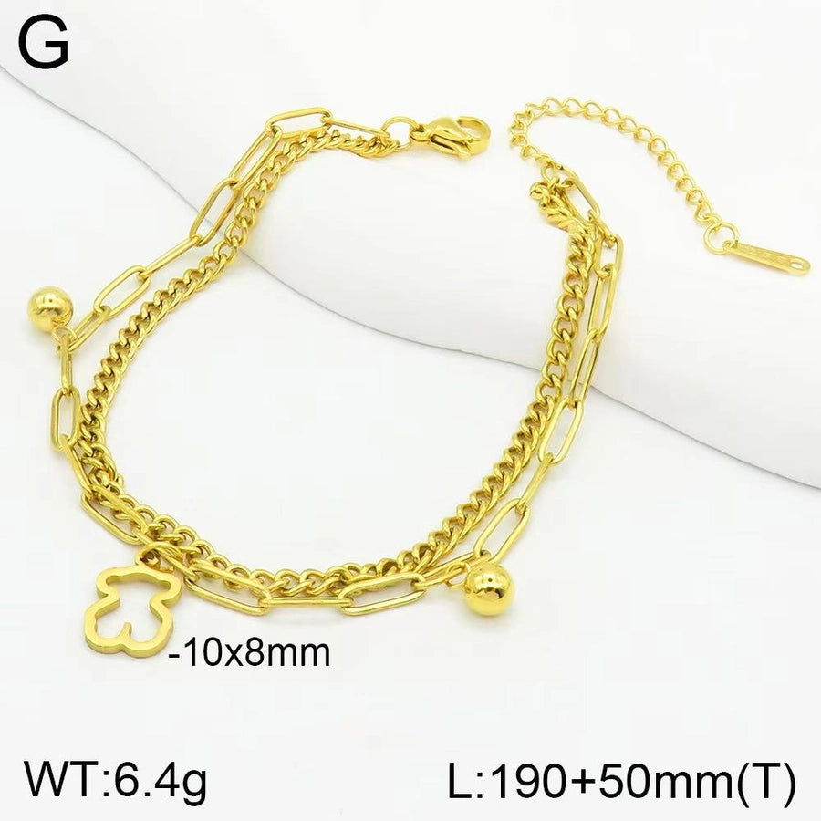 Leaves Heart Shape Butterfly Bracelet [304 Stainless Steel 18K Gold Plated]